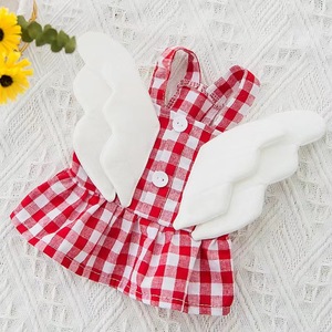 Pet <b>Clothes</b> Red Plaid Winged Skirt Summer Breathable Princess Cut <b>For</b> Dogs <b>Cats</b> - Product Image 1