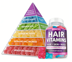 Gummies de vitamines capillaires à marque privée avec <span class=keywords><strong>biotine</strong></span> et acide folique, supplément végétarien pour cheveux, peau et ongles pour femmes et hommes |   OEM ODM - Product Image 4