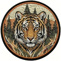Patchs brodés personnalisés 3D réalistes en gros, patchs brodés d'animaux sauvages (cerf, loup, tigre) pour cercle de patch brodé