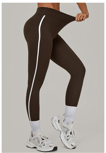 YIYI Pantalones de Yoga Dreamlux para <span class=keywords><strong>Mujer</strong></span>, Cintura Alta, Sin Costuras Delanteras, Suaves como la Mantequilla, para Correr y Hacer Ejercicio, con Franja Lateral en Contraste, MOQ Bajo - Product Image 4