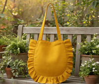 Nouveauté : Sac en toile à volants demi-lune de couleur unie avec logo personnalisé pour la plage et les cadeaux