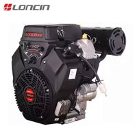 Moteur à essence Loncin 2V80FD 764CC bicylindre 24HP à démarrage électrique, refroidi par air, 4 temps, à arbre horizontal, avec roulement