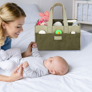 Borsa per pannolini in pelle e velluto a coste elegante e resistente per pannolini per bambini con tasche Multiple per mamme - Product Image 6