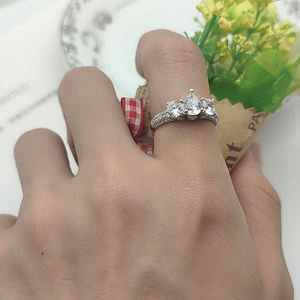 Обещание пальцем груша Циркон инкрустация Серебряный образец Роскошные ювелирные изделия 925 циркон обручальные кольца для женщин - Product Image 2