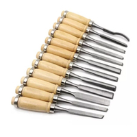 Ensemble de 12 ciseaux à bois de haute qualité, ensemble d'outils de sculpture sur bois pour charpentiers, outil de travail du bois avec sac en toile