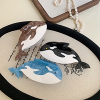 WEINI Nouvelle Collection – Pinces à Cheveux en Acétate de Cellulose à Texture Unique, Motif Animal (Cétacé), pour Cheveux Épais