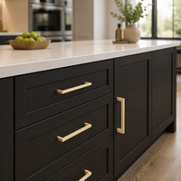 Poignées de meuble carrées en aluminium massif noir mat, longueur personnalisée, pour tiroirs, armoires modernes et quincaillerie de cuisine