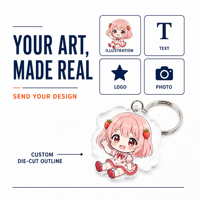Porte-clés personnalisé en acrylique Anime, 3 mm, impression UV couleur, mousqueton, vente en gros, OEM ODM, bords polis