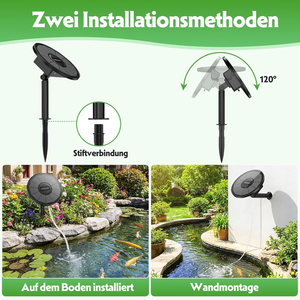 Water Garden Oxygenator Solar Three Watt 2200mAh Battery Two Modes Air Stones Integrated Panel Round Pond Pump Kit - Product Image 5