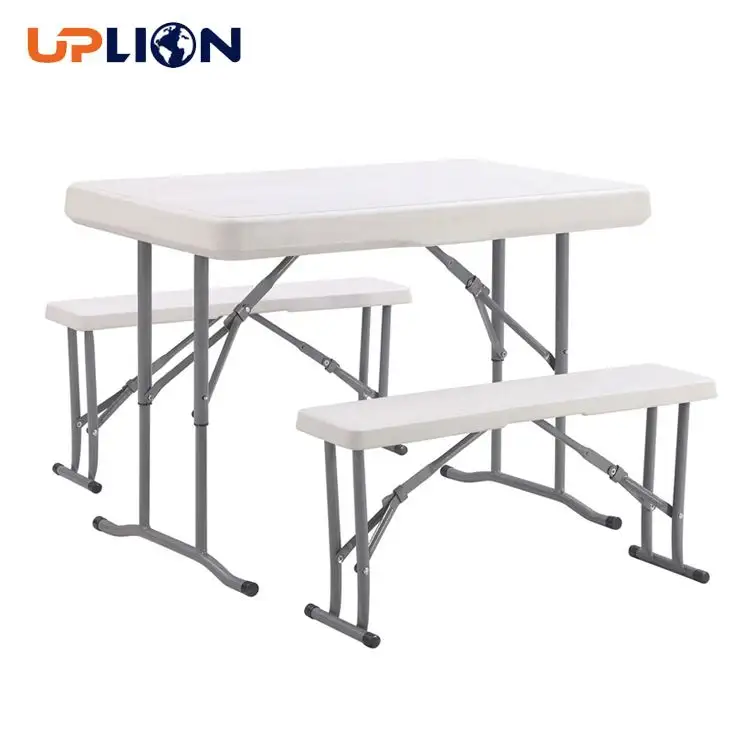 Uplion卸売格安折りたたみプラスチックテーブルチェアセットHdpeベンチセットキャンプダイニングテーブルチェア
