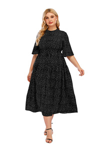 Loose Plus Size Mulheres Gordas Dot Senhoras Coreano Roupas Vestido Mesmo Vestidos - Product Image 4