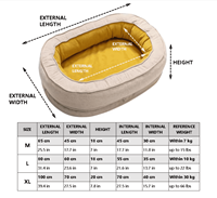 Lit orthopédique pour animaux de compagnie amovible en mousse orthopédique imperméable Beige ovale Anti-anxiété lit pour chien lit de couchage pour chat beignet