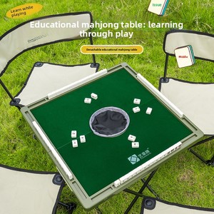 Table de Mahjong Pliante de Luxe en Acier Inoxydable Durable Facile <span class=keywords><strong>à</strong></span> Transporter Rangement Compact pour la Maison et les Voyages Camping en Famille - Product Image 1