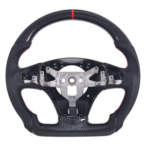 Volant en fibre de carbone pour Chevrolet Corvette <span class=keywords><strong>C6</strong></span> <span class=keywords><strong>Z06</strong></span>/ZR1 2012-2013, forme en D, fond plat, Nappa, sans trous pour palettes de changement de vitesse - Product Image 1