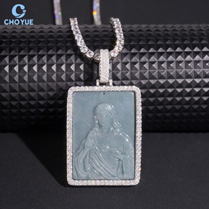 Custom Iced Religious Brilliant Cut Moissanite Claw Setting Pendant 925 Silver 18K Gold Plated Square Charm Hip Hop Unisex Gift - Product Image 1