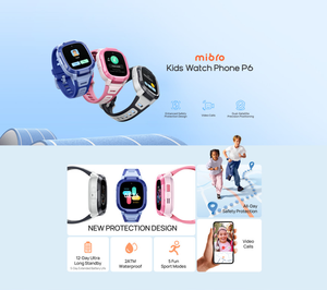 Mibro P6 trẻ em xem điện thoại Android vuông TFT hiển thị ai trợ lý giọng nói SOS nút video cuộc gọi định vị đồng hồ báo thức Silicone - Product Image 4