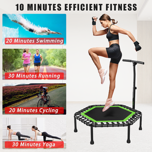 Trampoline d'intérieur MIJUMP 48 ''50'' avec guidon réglable Matériaux PP/EVA/PVC Élastique silencieux pliable pour adultes - Product Image 6