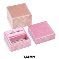 Boîte à bijoux carrée miniature en velours, personnalisable avec logo, étui de rangement portable pour bijoux, boîte cadeau multi-compartiments pour bijoux