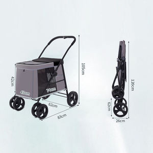 Carrito Plegable de 4 Ruedas para Mascotas, con Tela Transpirable, Techo de Malla Transparente, Diseño Moderno para Animales Lesionados - Product Image 4