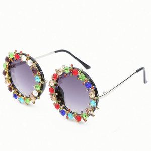 Gafas de Sol Redondas de Metal Pequeñas para Mujer con Logotipo Personalizado, Gafas de Sol de Lujo con Protección UV400 y Pedrería, Gran Venta - Product Image 6