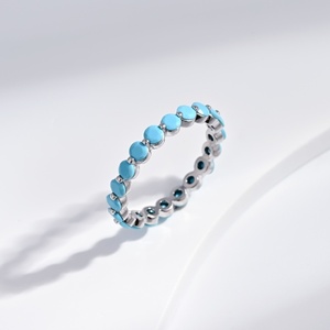 custom plata 925 sterling Silver women Turquoise Gemstone <b>Ring</b> Pave Setting Everyday Wear simple cheap wedding <b>stacking</b> <b>rings</b> - Product Image 3