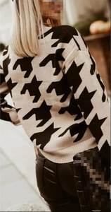 Suéter <span class=keywords><strong>de</strong></span> punto a <span class=keywords><strong>cuadros</strong></span> con cuello redondo para mujer - Top informal <span class=keywords><strong>de</strong></span> moda europea y americana - Product Image 3