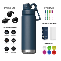Bouteille d'eau en acier inoxydable isolée à double paroi de 24oz écologique pour les voyages sportifs eau bouillante à boire directement Applicable