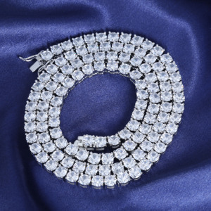 NUOYA High Quality Hiphop Jewelry 2mm 3mm 4mm 5mm VVS Moissanite Diamond Silver Plated Brass <strong>Tennis</strong> Chain <strong>Necklace</strong> for <strong>Men</strong> Women - Product Image 5