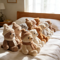 Fabricant de jouets en peluche sur mesure, directement de l'usine, ours en peluche multicolores avec bonnet et écharpe en tricot, jouets en peluche, animaux en peluche