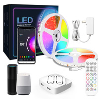 Guirlandes lumineuses LED RGB intelligentes 12V WiFi, contrôle vocal via application, synchronisation musicale, 5050 USB, adhésives, PVC, étanches