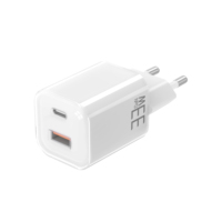 Cargador GaN de 30W con Doble Puerto USB C+A, Mini Cargador de Pared PD con Enchufe Europeo, Certificado CE, Adaptador de Carga Rápida para iPhone 15 14 iPad