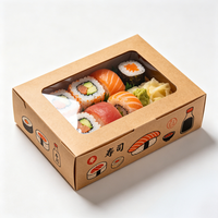Scatola per Sushi in Carta con Coperchio Trasparente, Contenitore Resistente al Grasso con Logo Personalizzato per Servizio di Consegna Sushi Fresco