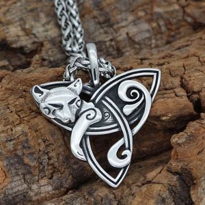 Gold Plated Stainless Steel <b>Celtic</b> Viking Vintage Nordic Animal Fox Pendant <b>Necklace</b> with Link Chain for Anniversary - Product Image 4