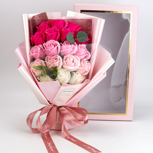 2025 regalo di <span class=keywords><strong>san</strong></span> <span class=keywords><strong>valentino</strong></span> di qualità garantita unica di sapone rosa Bouquet fiore scatola regalo di sapone Bouquet di fiori - Product Image 6