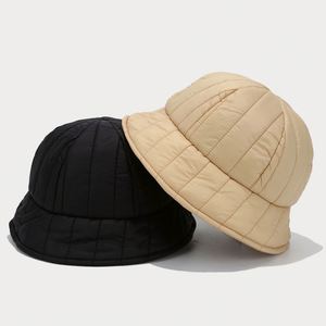 2024 New Japanese Literary Artistic Bowler Bucket <b>Hat</b> Autumn Winter Women Eiderdown Cotton Quilted Soft Warm Fisherman <b>Hat</b> - Product Image 3
