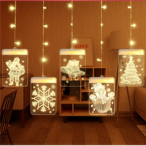 <strong>Window</strong> Garden Yard Decor 3D Christmas Santa Claus Snowman <strong>Snowflake</strong> Hanging String <strong>Light</strong> - Product Image 5