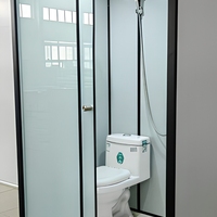 Cabine de douche compacte coulissante, unité de salle de bain préfabriquée, cabine de toilette intégrée, enclos en verre minimaliste