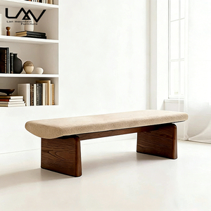 Banc de repos de style nordique pour salon de villa, chambre d'hôtel, avec structure en bois et revêtement en tissu de luxe, banc d'appoint pour la fin <span class=keywords><strong>du</strong></span> lit, mobilier de maison - Product Image 4