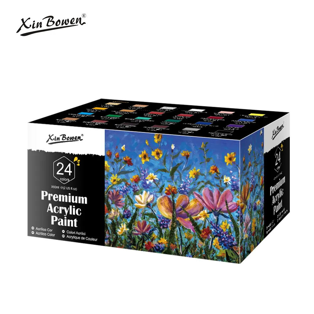 Xin Bowen profesional 60ml Monet estilo artista pintura 24 colores Nox-pintura acrílica tóxica juego de pintura de Color Acrílico