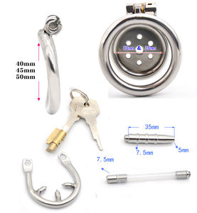 Roestvrijstalen Platte Kleine Mannelijke Kuisheid Apparaat Met Klinknagels Buis Gebogen Ring Cock Kooi Penis Lock Seksspeeltjes - Product Image 5