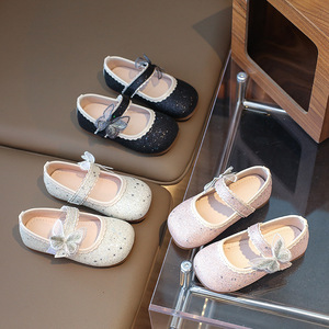 Chaussures plates de princesse pour enfants, chaussures de ballet scintillantes pour filles, ballerines antidérapantes Mary Jane en cuir pour l'école - Product Image 5