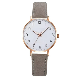 Montre à quartz lumineuse, design minimaliste, cuir givré, montre-bracelet numérique décontractée - Product Image 2