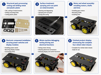 Sasis Mobil Robot Logam Berlapis Ganda 4WD DIY Platform Bergerak Edukatif untuk Papan Pengembangan Mikrokontroler