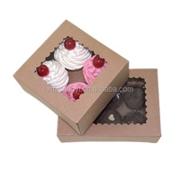 Boîtes en carton Kraft pour points de vente avec fenêtre, pour pâtisseries, boulangeries, donuts, faciles à assembler, boîte alimentaire