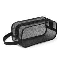 Sac de Douche en Maille Noir Portable pour Rangement d'Accessoires