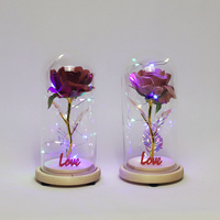 Idées de cadeaux pour la Saint-Valentin 2025 arc-en-ciel coloré illumine la fleur de rose éternelle en verre Doom Gift