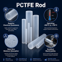 Irgin Grade PCTFE Bar CNC Machinable High Chemical Resistant Cryogenic Sealing Custom OEM Fluoropolymer Rod