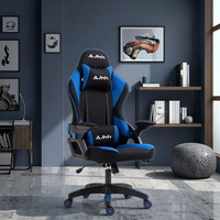 Chaise de jeu pivotante pour ordinateur avec appui-tête réglable en cuir synthétique noir, hauteur réglable, pour configuration de jeu à domicile