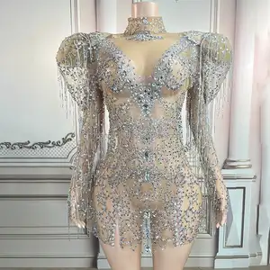 Novance Luxus Frauen Kleidung Designer Drucke Sexy Durchsichtig Mini Arabisch Abendkleid Kleid Shiny Diamond Stones Festzug Kronen