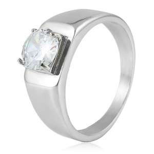 Bague unisexe en acier inoxydable yunnique avec pierre précieuse rouge sertie à griffes, idéale pour les mariages - Product Image 4